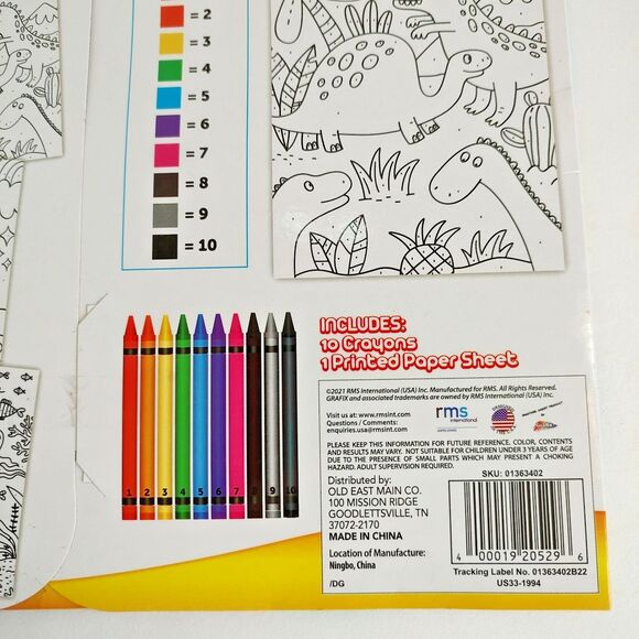 Grafix Crayon By Number 1 Printed Sheet 10 Crayons Learning Play Age 6+ Craft - Picture 6 of 11